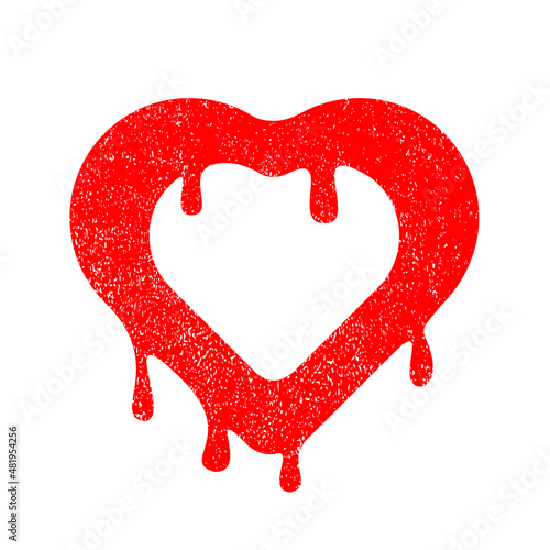 Melting heart symbol. Dripping heart
.Minimal art design . Noise destroyed logo . Trendy defect error shapes . Glitched frame .Broken effect .vector 
