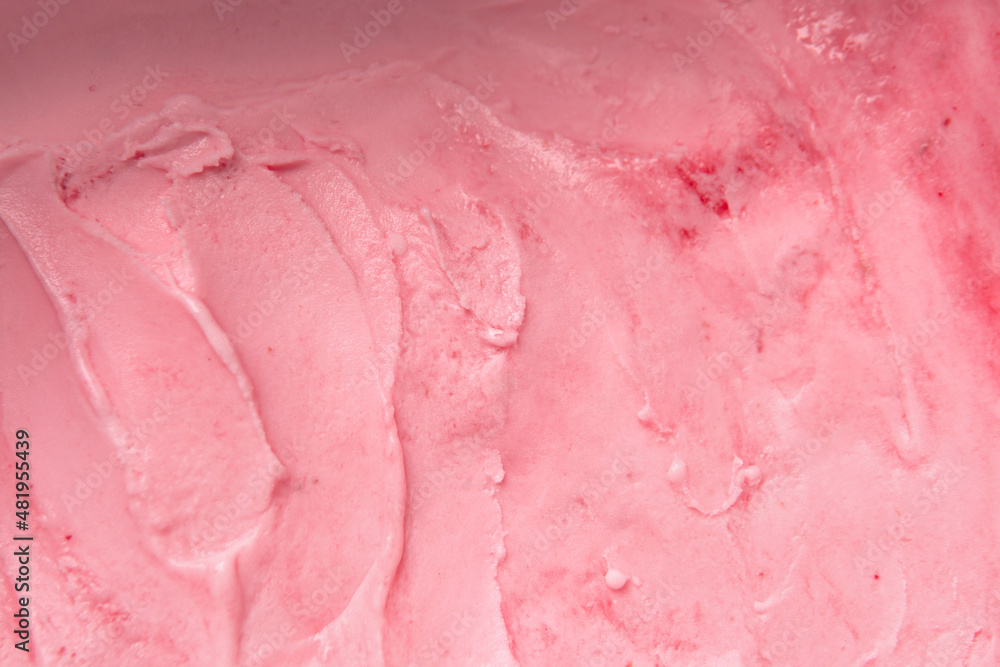 Closeup tasty strawberry sweet pink or pale red ice cream made from real fruit texture background Closeup tasty strawberry sweet pink or pale red ice cream made from real fruit texture background