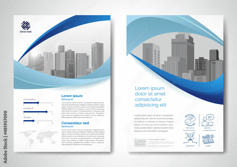 Template vector design for Brochure, AnnualReport, Magazine, Poster, Corporate Presentation, Portfolio, Flyer, infographic, layout modern with blue color size A4, Front and back, Easy to use and edit. Template vector design for Brochure, AnnualReport, Magazine, Poster, Corporate Presentation, Portfolio, Flyer, infographic, layout modern with blue color size A4, Front and back, Easy to use and edit.