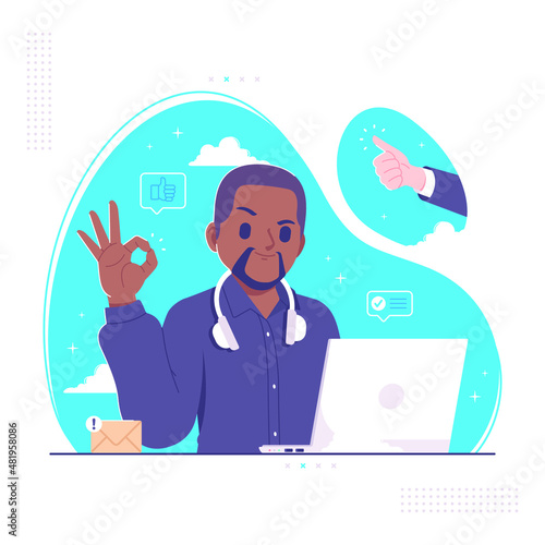 good job employee character illustration background