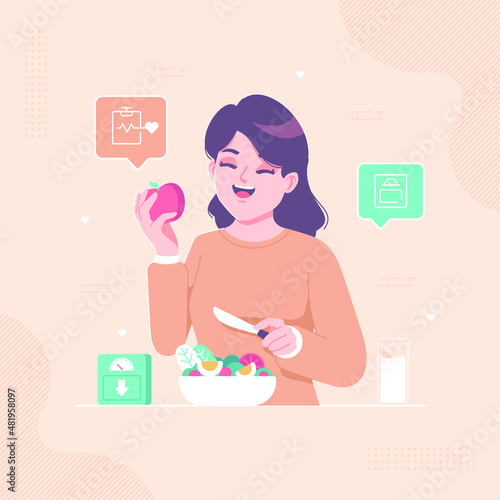 healthy lifestyle diet program illustration background