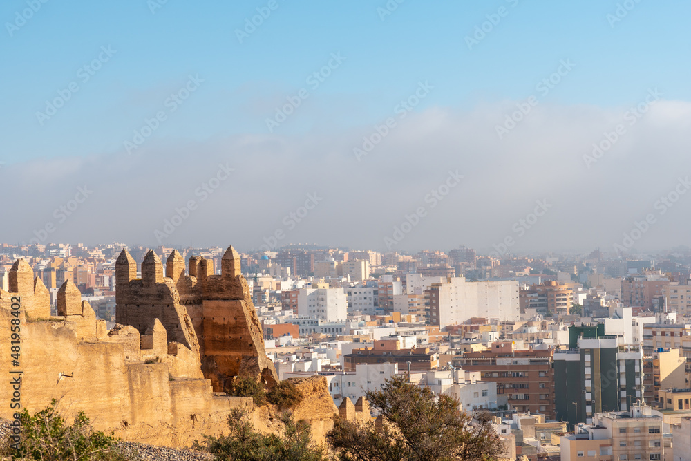 Jairan wall and the Alcazaba the town of Almeria, Andalusia. Spain. Costa del sol in the mediterranean sea