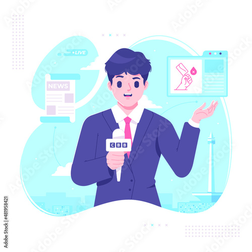 news anchor presenter illustration background