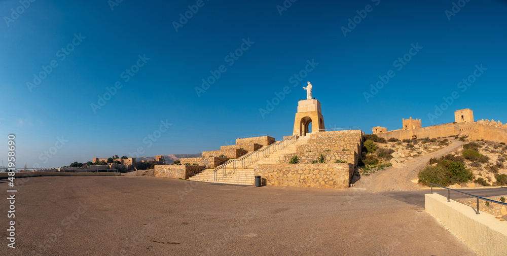 Panoramic view of the Cerro San Cristobal viewpoint in the city of Almeria, Andalusia. Spain. Costa del sol in the mediterranean sea Panoramic view of the Cerro San Cristobal viewpoint in the city of Almeria, Andalusia. Spain. Costa del sol in the mediterranean sea