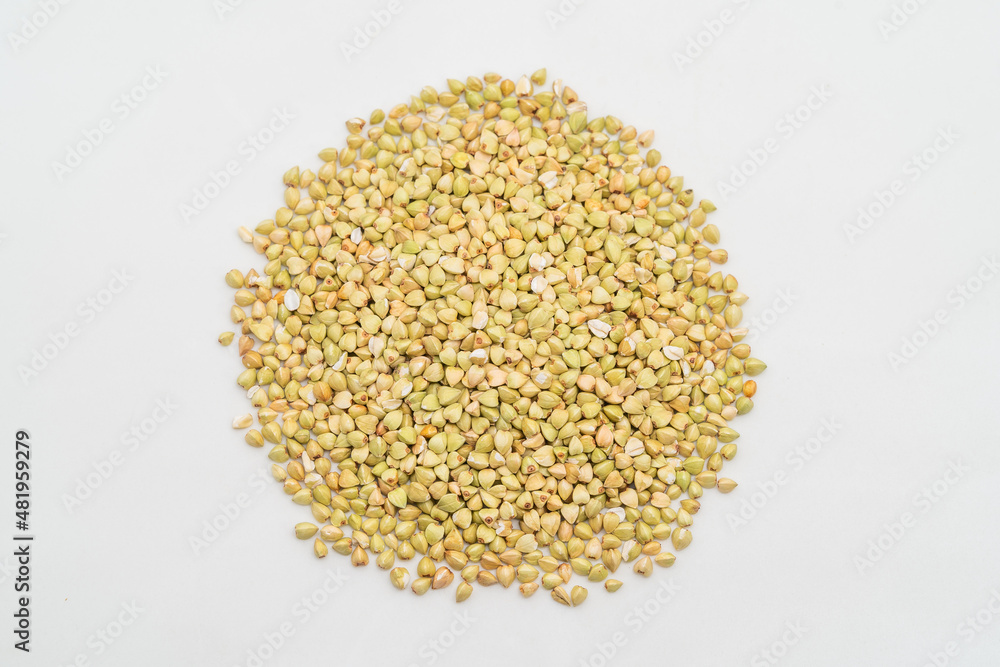 Fresh buckwheat on a pure white background Fresh buckwheat on a pure white background