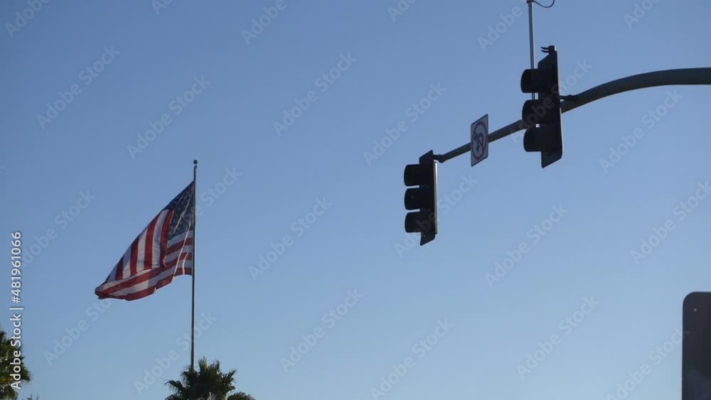 Car pov of American flag waving on the mast in slow motion 180fps Car pov of American flag waving on the mast in slow motion 180fps