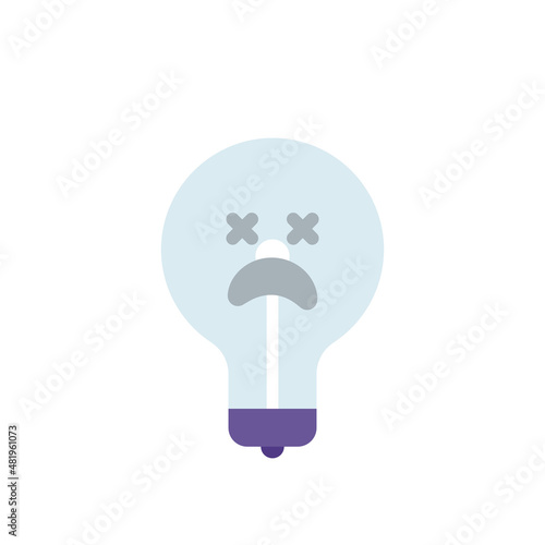 illustration of a lamp character having a dead face expression. blackout symbol. flat cartoon style. vector design