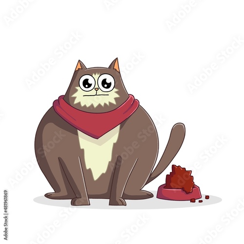 Cute fat cat cartoon figure