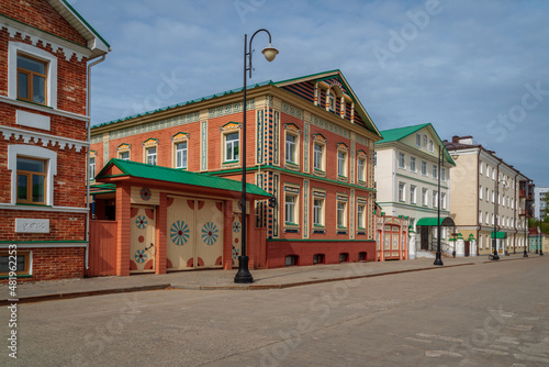 Architectural monuments of the nineteenth century, traditional historical Tatar houses on Kayuma Nasyri Street in Starotatarskaya Sloboda, Kazan, Republic of Tatarstan, Russia