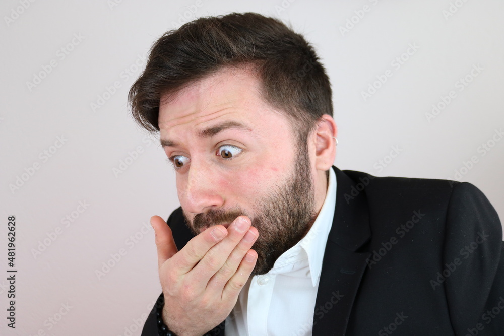 Young Businessman is about to vomit Young Businessman is about to vomit