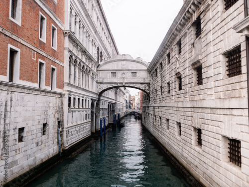 Bridge of Sighs or Ponte dei Sospiri at the Doges Palace in Venice, Italy