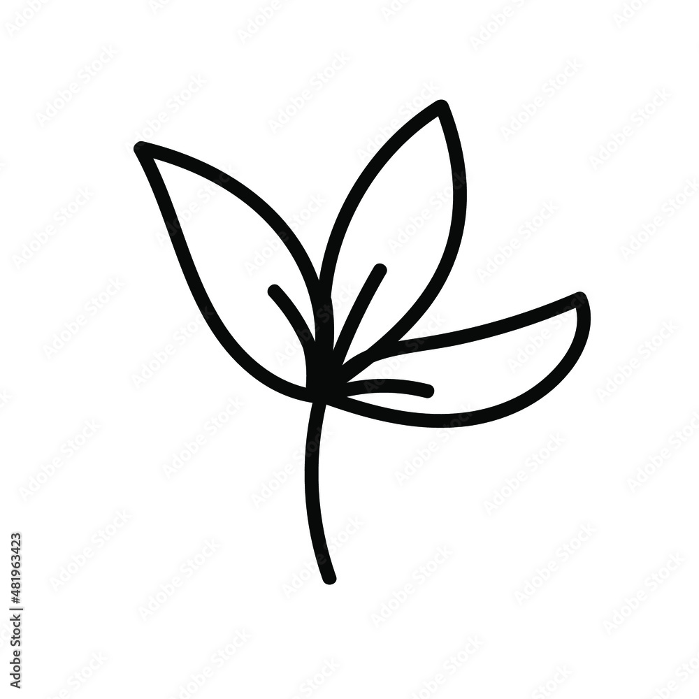 Vector illustration of a branch for Valentine's Day with a black line on an isolated background. Single, simple, festive picture in doodle style. Design for cards, stickers, posters, web, packaging.
