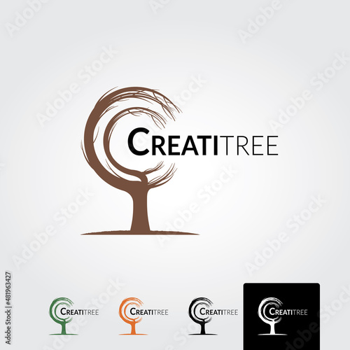 Root Of The Tree logo illustration. Vector silhouette of a tree.