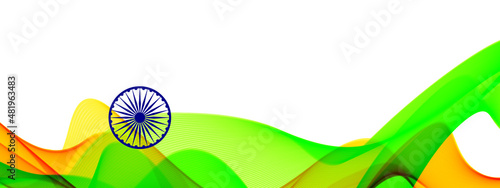 Abstract tricolor indian flag banner wavy design 