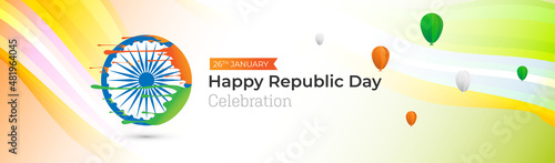 Happy Indian Republic Day Celebration Header Banner Design Background Template Vector Illustration