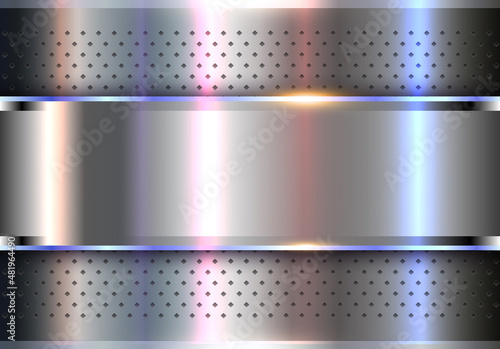 Silver metallic background, polished chrome and steel texture, 3D lustrous metal vector design.