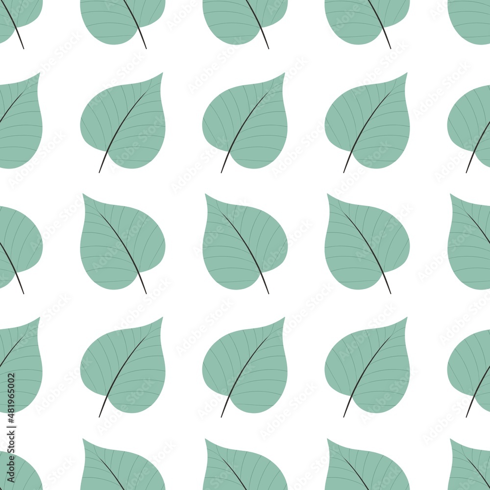 Obraz premium simple cute floral pattern - beautiful leaves of a plant on a white background