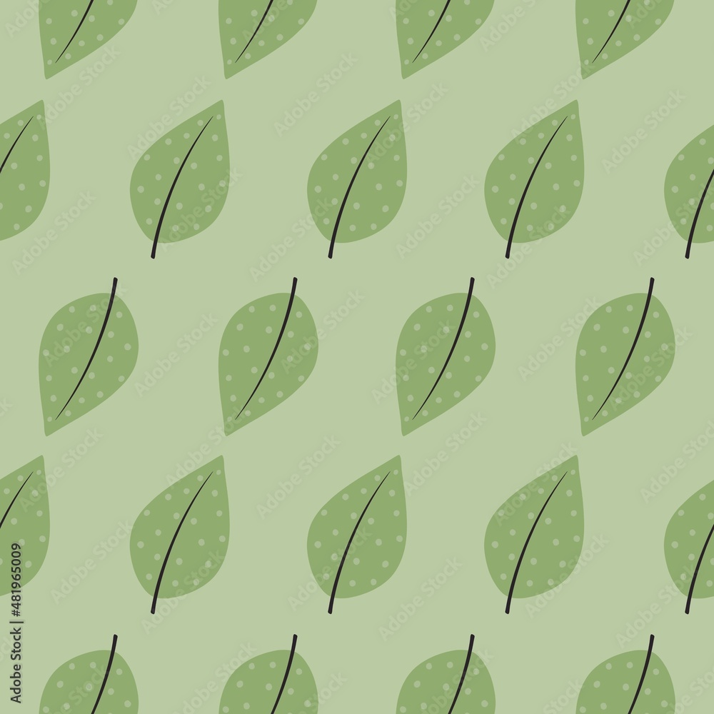 Obraz premium lovely flower pattern - cute plant leaves on a green background