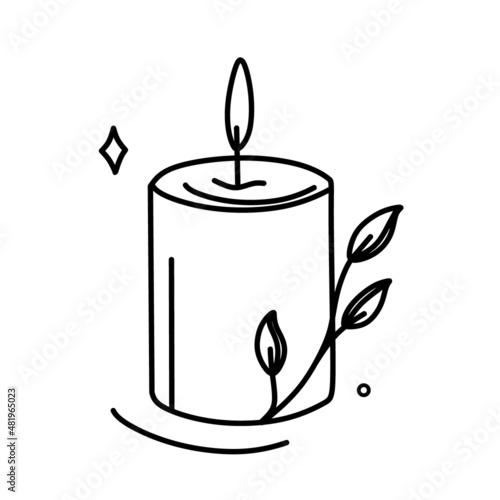 The candle is round. Magic symbols doodles from the boho period mystical hand-drawn elements. Magical vector elements