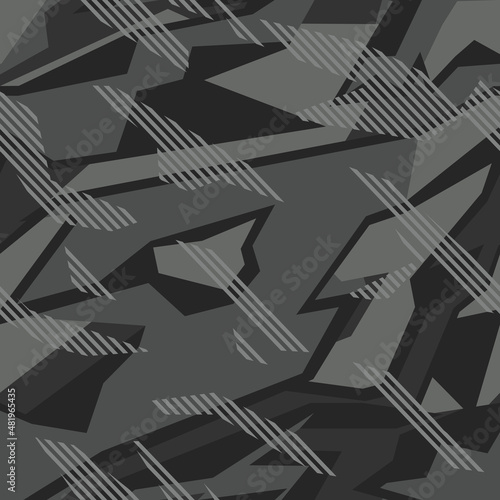 Seamless geometric camouflage pattern. Abstract camo. Racing background. Print on vinyl and decal. Print on fabric and textile. Vector illustration