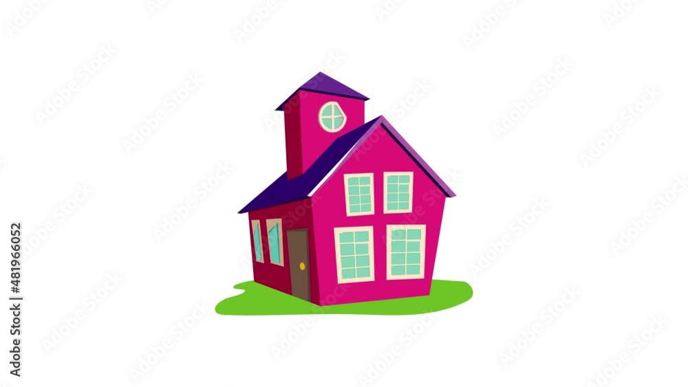 Colored house icon animation best cartoon object on white background Colored house icon animation best cartoon object on white background