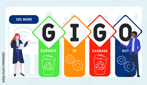 GIGO - Garbage In Garbage Out acronym. business concept background. vector illustration concept with keywords and icons. lettering illustration with icons for web banner, flyer, landing pag