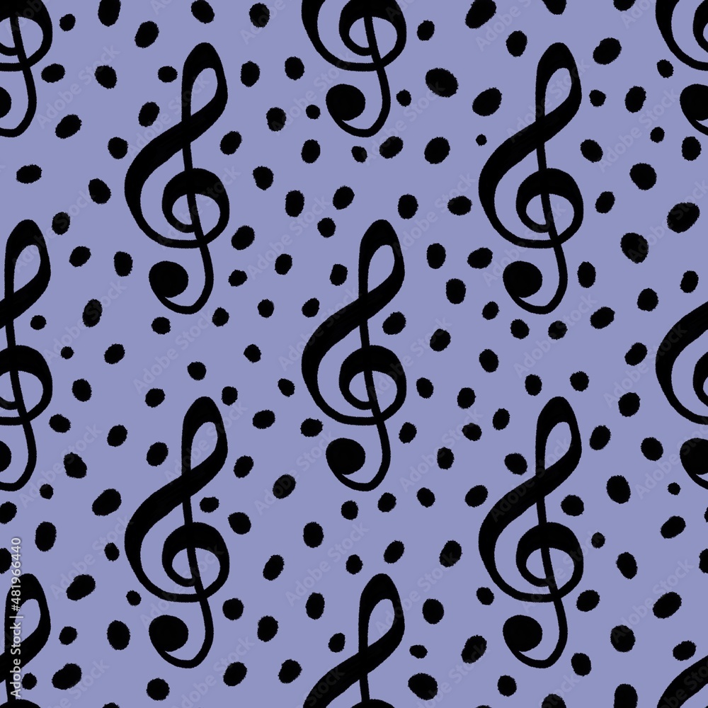 Music seamless treble clef pattern for fabrics and textiles and packaging and linens and wrapping paper Music seamless treble clef pattern for fabrics and textiles and packaging and linens and wrapping paper