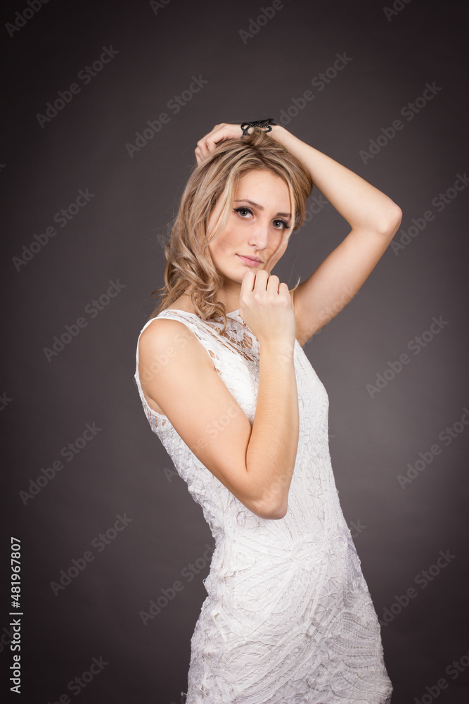portrait of a young woman in a photo studio portrait of a young woman in a photo studio