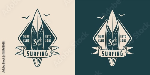 Surf board for surfing. Graphic surfboard of summer tropical hawaii for surf print of surfer