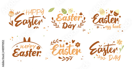 A set of inscriptions, Easter day, Easter egg hunt