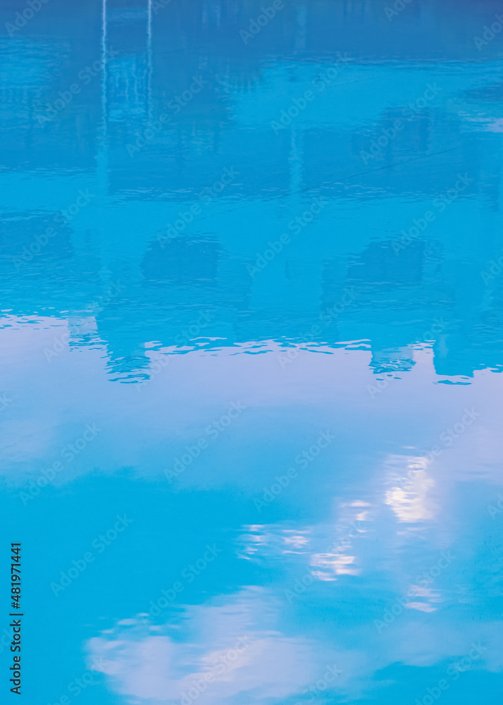 Obraz premium Minimalist wallpaper. Blue swimming pool relax water. Vacation dreams time concept