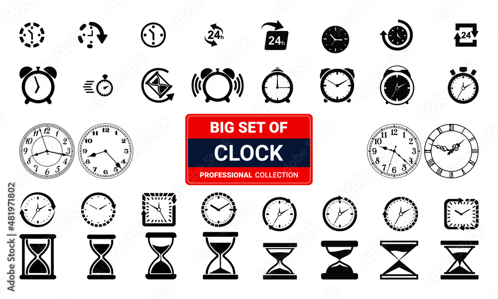 Different types of clock collection silhouette design for multipurpose