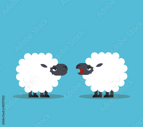 Cute funny two sheep cartoon