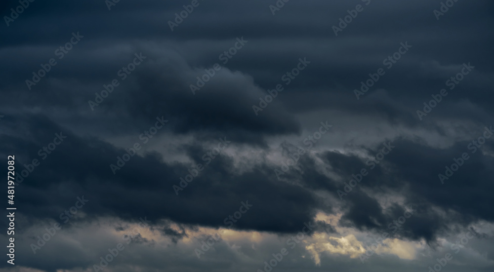 beautiful dark dramatic sky with stormy clouds before the rain or snow