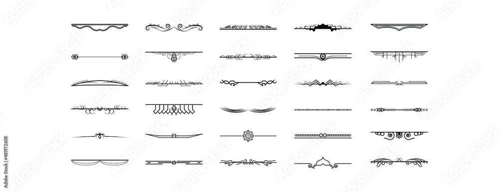 custom made wallpaper toronto digitalSet Black Simple Line Collection Doodle Border Elements Vector Design Style Sketch Isolated Illustration For Banner