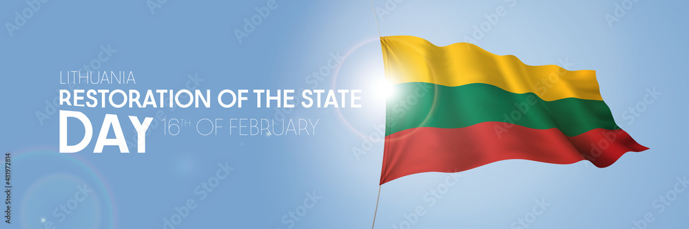 Lithuania restoration of the state day greeting card, banner with template text vector illustration Lithuania restoration of the state day greeting card, banner with template text vector illustration