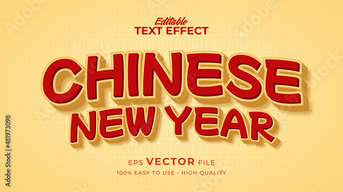 Editable text style effect - chinese new year text in style theme