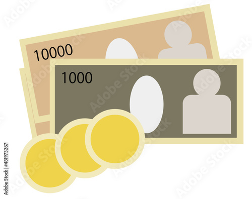 お金 日本札 小銭 イラストセット