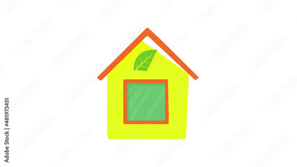 Eco house icon animation best cartoon object on white background Eco house icon animation best cartoon object on white background