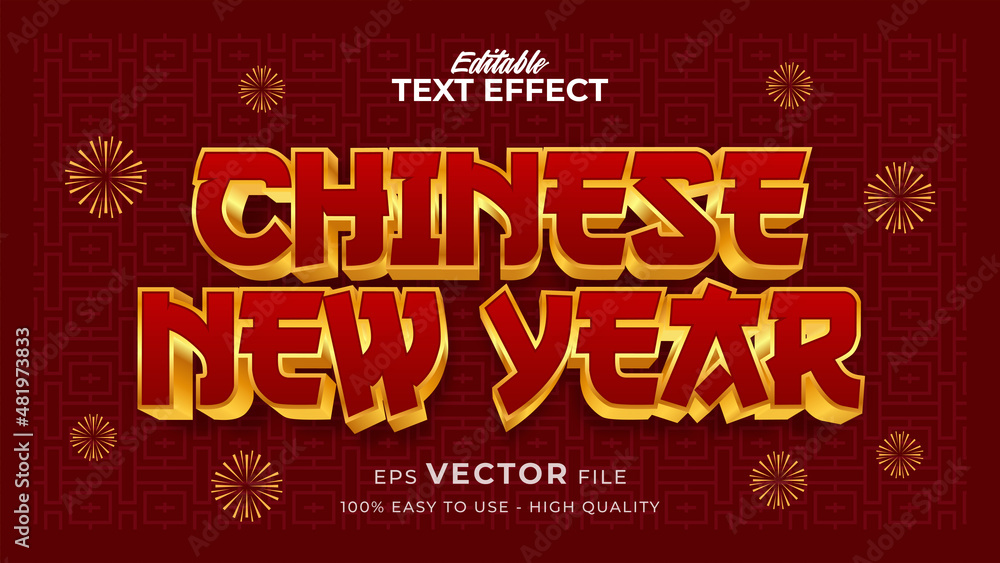 Editable text style effect - chinese new year text in style theme