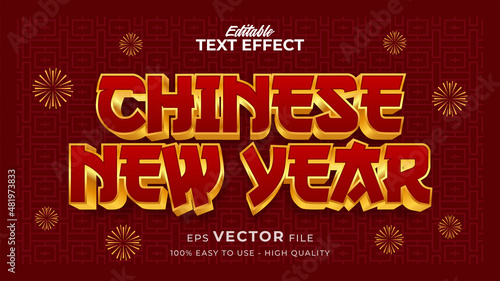 Editable text style effect - chinese new year text in style theme