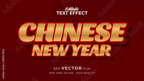 Editable text style effect - chinese new year text in style theme