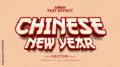 Editable text style effect - chinese new year text in style theme