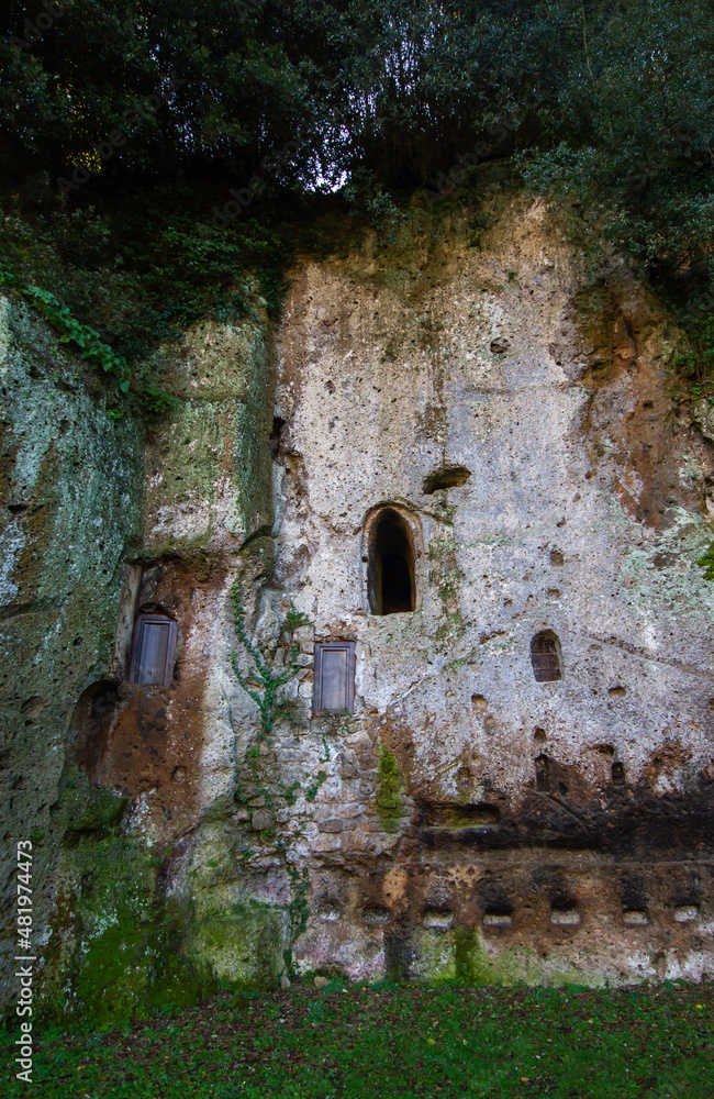 Etruscan home with a small window.Building on the tuff Etruscan home with a small window.Building on the tuff