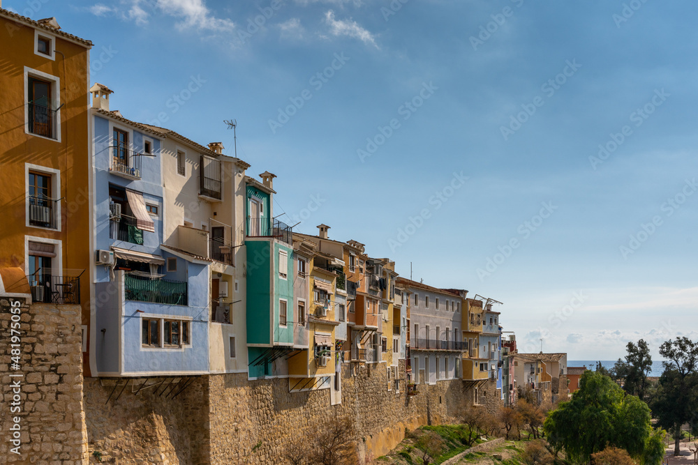 view of the colorful houses and old town of Villajoyosa and the Amadorio River