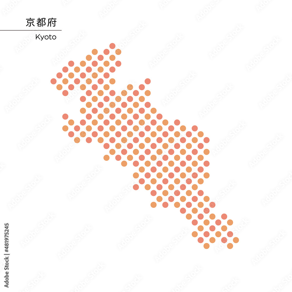 Fototapeta premium 京都府のデザイン地図 ドット