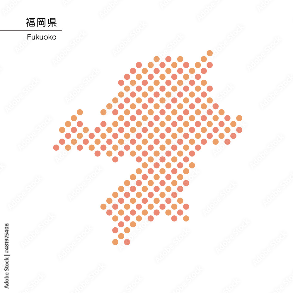 福岡県のデザイン地図　ドット