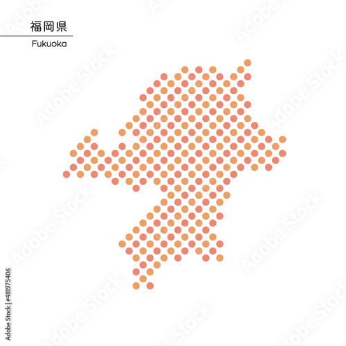 福岡県のデザイン地図　ドット