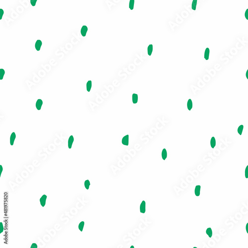 Seamless pattern of hand-drawn dashes in green. Vector.