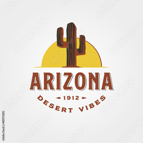 arizona sunset logo vintage typography vector symbol illustration design